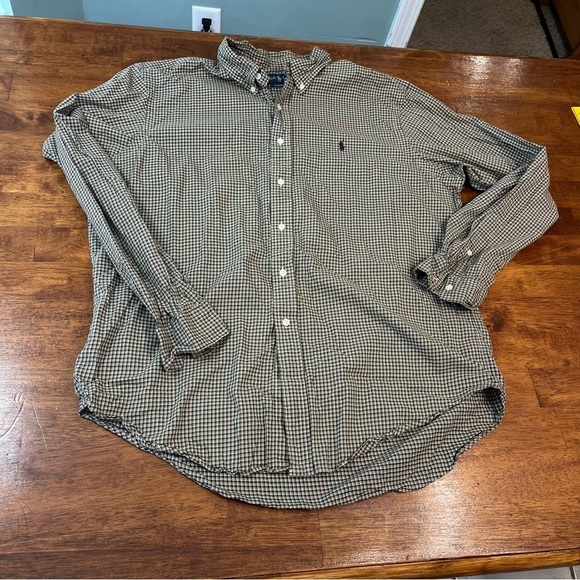 Ralph Lauren brown cream 100% cotton classic fit button down size XL - Picture 1 of 9